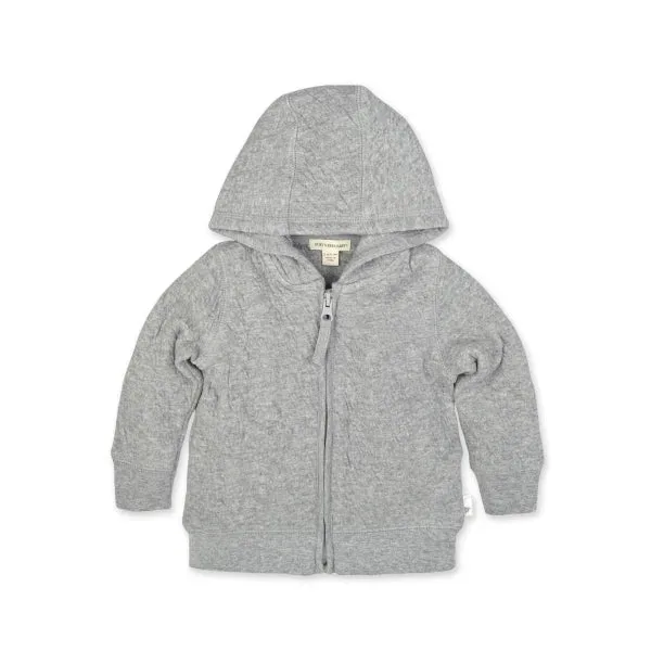 Organic Cotton Matelassé Baby Jacket - Heather Grey — manufacturer product photograph