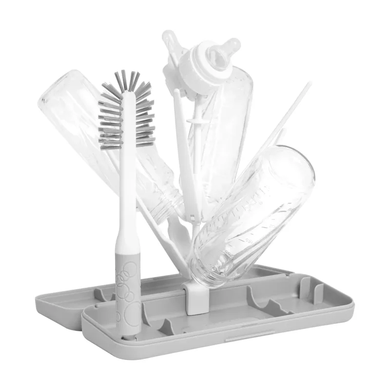 Ubbi compact drying rack with bottle brush and small nipple brush
